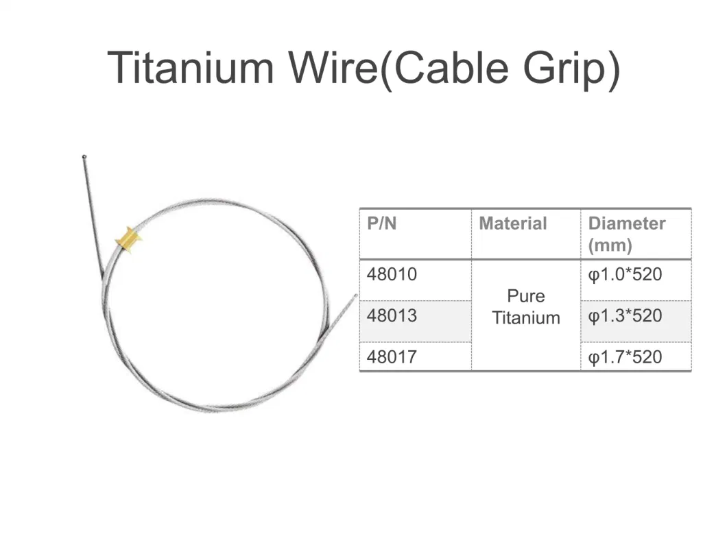 Orthopedic Implant Titanium Wire (Cable Grip) for Patella, Ulna, Femur